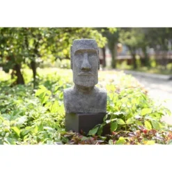 Techko Maid ABS/Resin Island Head Statue With Solar Spotlight Gray -Decor Vista GUEST 2c9a2e56 2cf4 4874 bd1c e13aca39ad03