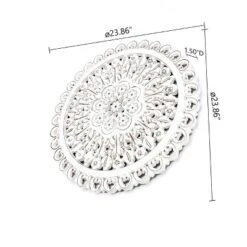 LuxenHome White Wood Flower 23.86" Round Wall Decor Home Decor Interior Design -Decor Vista GUEST 2d3fd1c6 0519 4511 8cd3 17cf4704d848