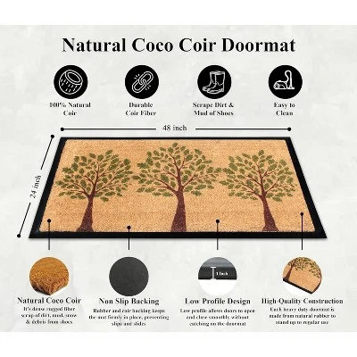 A1HC Green Three Tree Rubber Coir Doormat 24x48, Rubber Backed Non-Slip Thin Heavy Duty Front Door Mat 7 A1HC Green Three Tree Rubber Coir Doormat 24x48, Rubber Backed Non-Slip Thin Heavy Duty Front Door Mat - Image 5