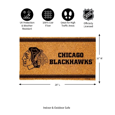 Evergreen Chicago Blackhawks Logo Turf Mat, Brown- 28 X 16 Inches Indoor Outdoor Doormat 4 Evergreen Chicago Blackhawks Logo Turf Mat, Brown- 28 X 16 Inches Indoor Outdoor Doormat - Image 2