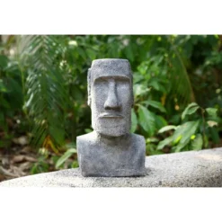 Techko Maid ABS/Resin Island Head Statue With Solar Spotlight Gray -Decor Vista GUEST 31297372 5feb 4c6b 8d78 11784d94f259