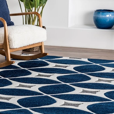 Nuloom Gabriela Trellis 4x6 Area Rug For Living Room Bedroom Dining Room Kitchen, Navy/White 10 Nuloom Gabriela Trellis 4x6 Area Rug For Living Room Bedroom Dining Room Kitchen, Navy/White - Image 8