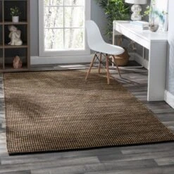 Home Conservatory Gravel Handwoven Jute Area Rug