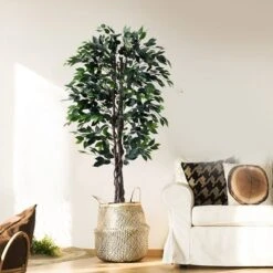 Forever Leaf 72" Artificial Ficus Silk Tree In Wicker Basket, Indoor Artificial Plant For Home Decor -Decor Vista GUEST 364e3dcf e1f4 43d2 8e3f d0a246eb79c4