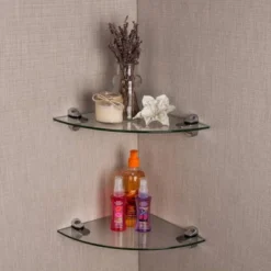 (Set Of 2) 10" X 10" Radial Floating Shelves Clear Glass - Danya B. -Decor Vista GUEST 37e97616 ed57 4814 9bd8 0e0225dc16df