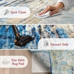 Nuloom Katharina Abstract 6 Square Area Rug For Living Room Bedroom Dining Room Kitchen, Blue/Multicolor -Decor Vista GUEST 385f2097 aab2 4e9b 8f18 0b6382be8723