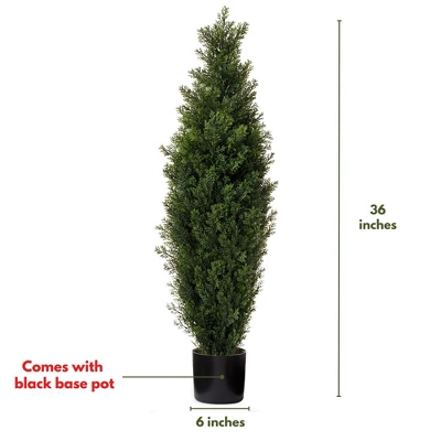 Forever Leaf 36" Cedar Boxwood In Black Pot (2 Pack), Indoor Artificial Plant For Home Decor 7 Forever Leaf 36" Cedar Boxwood In Black Pot (2 Pack), Indoor Artificial Plant For Home Decor - Image 5