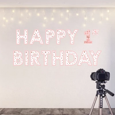 Big Dot Of Happiness 1st Birthday Little Miss Onederful - Peel And Stick Girl First Birthday Party Large Banner Wall Decals - Happy Birthday 8 Big Dot Of Happiness 1st Birthday Little Miss Onederful - Peel And Stick Girl First Birthday Party Large Banner Wall Decals - Happy Birthday - Image 6