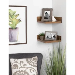 4.5" X 2.2" 2pk Levie Floating Corner Wooden Wall Shelf Set - Kate & Laurel All Things Decor -Decor Vista GUEST 3c9a21d8 b733 4276 8e8b 8e2c71e923e6