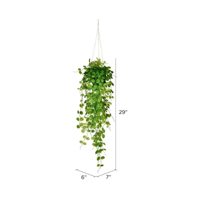 Vickerman 29" Artificial Green Mini Leaf Ivy In Hanging Pot. 4 Vickerman 29" Artificial Green Mini Leaf Ivy In Hanging Pot. - Image 2