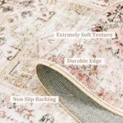 8x10 Rugs Non-Slip ¨C Vintage Distressed Area Rug Ultra-Soft Low Pile Carpet | Machine Washable Light Brown Rug With TPR Backing -Decor Vista GUEST 3db006e3 6514 4fc2 97bb 4cb3e435a3d4