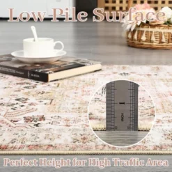 8x10 Rugs Non-Slip ¨C Vintage Distressed Area Rug Ultra-Soft Low Pile Carpet | Machine Washable Light Brown Rug With TPR Backing -Decor Vista GUEST 3e512d1d c602 4ab7 8d95 830c7e7aeeeb