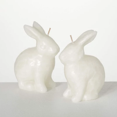4.75"H Sullivans White Bunny Candle - Set Of 2, White 5 4.75"H Sullivans White Bunny Candle - Set Of 2, White - Image 3