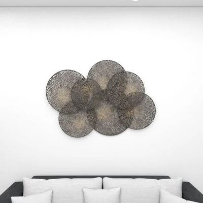 Metal Plate Overlapping Perforated Wall Decor Black - Olivia & May 7 Metal Plate Overlapping Perforated Wall Decor Black - Olivia & May - Image 5