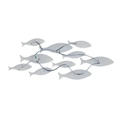 16" X 37" Metal Fish Wall Decor Blue - Olivia & May -Decor Vista GUEST 40774f45 1ac2 4c05 9ac0 b0dc11ecac71