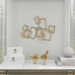 Metal Geometric Overlapping Rectangles Wall Decor Gold - CosmoLiving By Cosmopolitan -Decor Vista GUEST 40977f16 1057 4f2f 83c4 bf65cd1687f5
