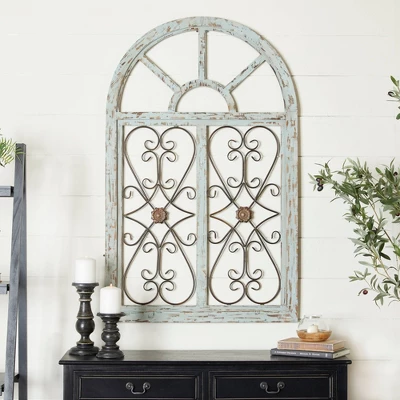Wood Scroll Arched Window Inspired Wall Decor With Metal Scrollwork Relief White - Olivia & May 14 Wood Scroll Arched Window Inspired Wall Decor With Metal Scrollwork Relief White - Olivia & May - Image 12