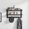 29" X 16" 2 Tier Ledge Wall Shelf Organizer With Five Hanging Hooks Black - Danya B. -Decor Vista GUEST 41a1bf46 6f87 4aeb b3b7 dc317ebd9062