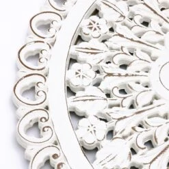 LuxenHome White Wood Flower 23.86" Round Wall Decor Home Decor Interior Design -Decor Vista GUEST 424c8358 c225 47ff ba1a 3922ba8abd03