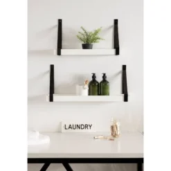 (Set Of 2) 5" X 10" Sudbury Wood And Metal Wall Shelf Set White/Black - Kate & Laurel All Things Decor -Decor Vista GUEST 42afb048 6e80 4d7c b34f 45ec9cc9e406