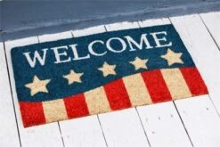 Evergreen Patriotic Stripes Indoor Outdoor Natural Coir Doormat 1'4"x2'4" Multicolored -Decor Vista GUEST 43def173 f66c 48aa 8320 35f289a862ed
