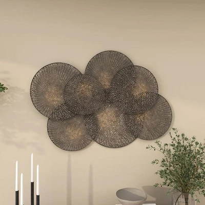 Metal Plate Overlapping Perforated Wall Decor Black - Olivia & May 21 Metal Plate Overlapping Perforated Wall Decor Black - Olivia & May - Image 19