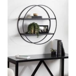 24" Diameter Sequoia Wood And Metal Round Wall Shelf - Kate & Laurel All Things Decor -Decor Vista GUEST 45b6cefb c872 460e bff4 95feb96d08c2