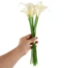 Unique Bargains Bridal Wedding Party Room Calla Lily PU Plastic Artificial Flowers White Green 10 Pcs