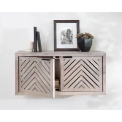 30" X 10" X 14" Mezzeta Decorative Coastal 2 Door Wall Cabinet Whitewash - Kate & Laurel All Things Decor -Decor Vista GUEST 467abd56 b99e 44a4 a2c7 22ef0c44c668
