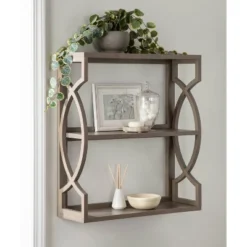 25" X 28" Raines Wood Decorative Wall Shelf Gray - Kate & Laurel All Things Decor -Decor Vista GUEST 471ef474 684c 4d27 b74a 273759102955