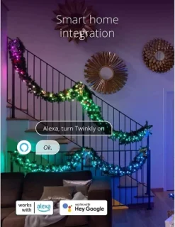 Twinkly Pre-Lit Garland App-Controlled LED Artificial Christmas Garland With 50 RGB+W (16 Million Colors + Warm White) LEDs. 9 Feet. Green Wire. -Decor Vista GUEST 47bf0972 459e 4e8d befb 18a2f3bd1c56