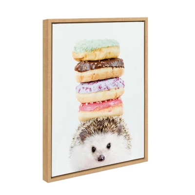 18" X 24" Sylvie Hedgehog Donuts Framed Canvas Wall Art By Amy Peterson Natural - DesignOvation 3 18" X 24" Sylvie Hedgehog Donuts Framed Canvas Wall Art By Amy Peterson Natural - DesignOvation