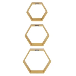 3pc Putnam Hexagon Wood Shelf Set Gold - Kate & Laurel All Things Decor -Decor Vista GUEST 48729ae4 ca3f 4899 9f32 a9c8b44cc0cb