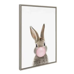 23" X 33" Sylvie Bubblegum Bunny Framed Canvas Wall Art By Amy Peterson Gray - Kate And Laurel