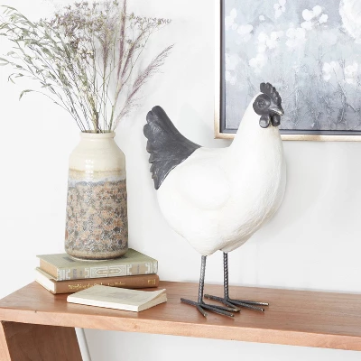 Magnesium Oxide French Country Polystone Chicken Garden Sculpture White - Olivia & May 3 Magnesium Oxide French Country Polystone Chicken Garden Sculpture White - Olivia & May