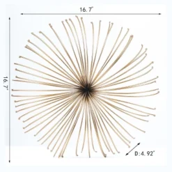 LuxenHome Gold Abstract Flower 16.7" Round Metal Wall Decor -Decor Vista GUEST 4bb5f21e f69d 4e6a afaa 7011f2cf2ee0