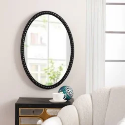 Wood Oval Mirror With Beaded Trim Black - StyleCraft -Decor Vista GUEST 4bfe92cf 6211 4a12 9ff0 12a578d08c46