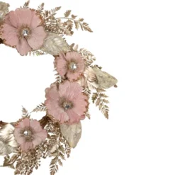 Northlight Champange And Pink Flower Wreath, 24-Inch, Unlit -Decor Vista GUEST 4cb601ed d6b3 4cfc 95fb 173b8955d630