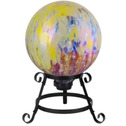 Northlight 10" Yellow And Blue Iridescent Reflective Glass Outdoor Garden Gazing Ball -Decor Vista GUEST 4d124eb2 35a5 4906 8265 e37d82be61c8