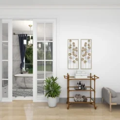 Metal Leaf Tall CutOut Wall Decor With Gold Frame Set Of 2 Gold - Olivia & May 27 Metal Leaf Tall CutOut Wall Decor With Gold Frame Set Of 2 Gold - Olivia & May -Decor Vista GUEST 4d23eb49 be2f 4d47 98a2 e8420a724a75