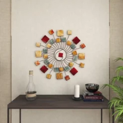 Metal Sunburst Wall Decor With Square Panel Accent Brown - Olivia & May -Decor Vista GUEST 4e8f9b47 1db3 4ebe 9853 ae607edcc7b8