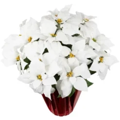 Northlight 26" White Artificial Christmas Poinsettia In Red Wrapped Base -Decor Vista GUEST 4e9b6292 e847 469a b800 e0c59e7063d2