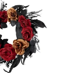 Northlight Red And Gold Roses With Black Foliage Halloween Wreath, 22-Inch, Unlit -Decor Vista GUEST 4ec35571 1e4a 4b59 8e43 e79c894e445d