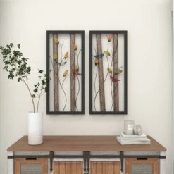 Set Of 2 Metal Bird Wall Decors With Real Wood Detailing Black - Olivia & May -Decor Vista GUEST 504438ba 9b92 4c06 aade fb0d5e6c1086
