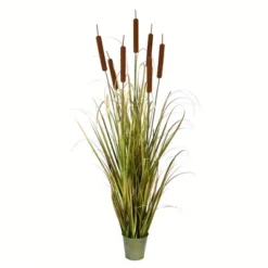 Vickerman Artificial Potted Green Grass With Cattails -Decor Vista GUEST 5067e0a8 6788 497e 880d bc661fed84ec