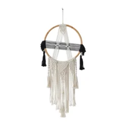 Cotton Macrame Handmade Intricately Weaved Wall Decor With Beaded Fringe Tassels Black - Olivia & May -Decor Vista GUEST 536ab26c b995 4006 811d 0f30520d736d