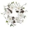 Nearly Natural 24” Snowed Magnolia / Pine Cone Wreath -Decor Vista GUEST 53739d76 7968 450e 89ff 96f792883097