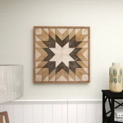 30" X 30" Wood Geometric Handmade Southwestern Wall Decor Brown - Olivia & May -Decor Vista GUEST 54582056 cd25 4452 aa50 aa0e63f19b88