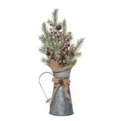 Transpac Metal 19 In. Multicolored Christmas Snowy Berry Arrangement In Pitcher