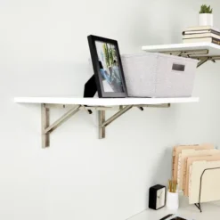 Built Industrial 2 Pack Folding L Wall Shelf Bracket, 10 Inch Collapsible Hardware With Locking Hinge For Garage Shelves, Holds 120lbs -Decor Vista GUEST 555ad0b8 e83d 42c4 af02 5dfe3c43b4ec